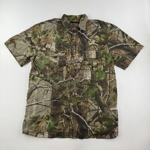 Game Winner Camo Button Up Shirt Mens L Short Sleeve Hunting Outdoor
